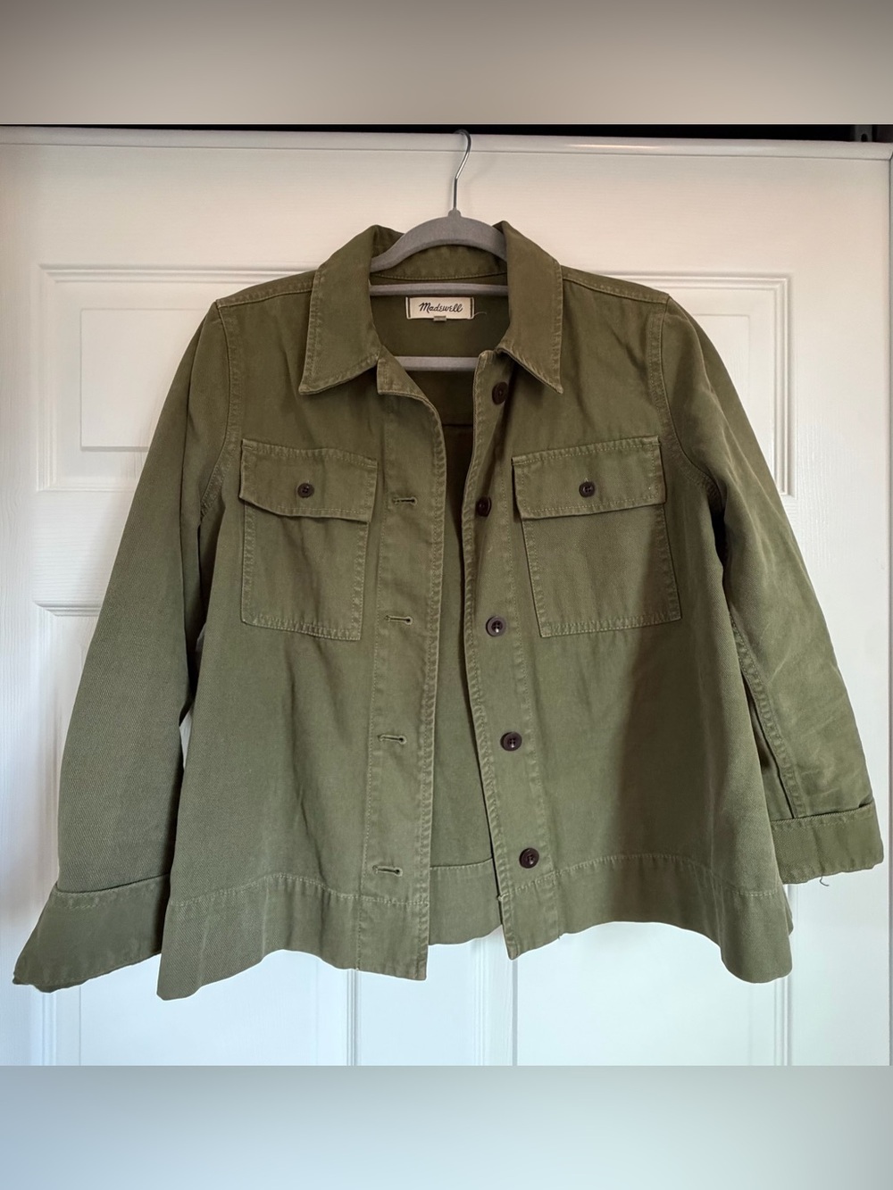 Madewell Olive Green Cotton Button Front Chore Military Jacket